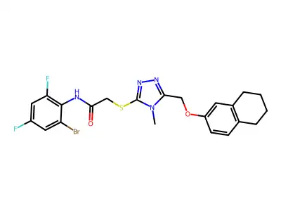 N-(2-bromo-4,6-difluorophenyl)-2-({4-methyl-5-[(5,6,7,8-tetrahydronaphthalen-2-yloxy)methyl]-4H-1,2,4-triazol-3-yl}sulfanyl)acetamide structure
