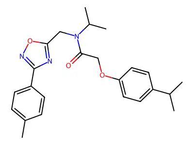 N-[[3-(4-methylphenyl)-1,2,4-oxadiazol-5-yl]methyl]-N-propan-2-yl-2-(4-propan-2-ylphenoxy)acetamide structure