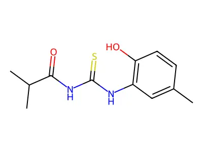 N-[(2-hydroxy-5-methylphenyl)carbamothioyl]-2-methylpropanamide structure