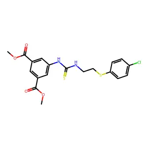 dimethyl 5-(3-(2-((4-chlorophenyl)thio)ethyl)thioureido)isophthalate structure