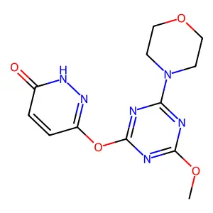 3-[(4-methoxy-6-morpholin-4-yl-1,3,5-triazin-2-yl)oxy]-1H-pyridazin-6-one structure