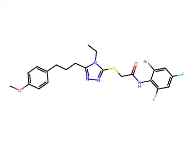 N-(2-bromo-4,6-difluorophenyl)-2-({4-ethyl-5-[3-(4-methoxyphenyl)propyl]-4H-1,2,4-triazol-3-yl}sulfanyl)acetamide structure