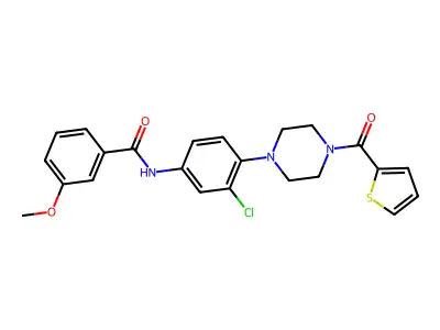 N-[3-chloro-4-[4-(thiophene-2-carbonyl)piperazin-1-yl]phenyl]-3-methoxybenzamide structure