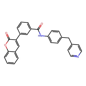 3-(2-oxochromen-3-yl)-N-[4-(pyridin-4-ylmethyl)phenyl]benzamide structure