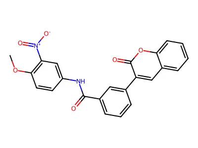 N-(4-methoxy-3-nitrophenyl)-3-(2-oxochromen-3-yl)benzamide structure