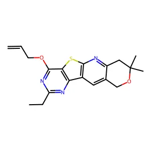 4-(allyloxy)-2-ethyl-8,8-dimethyl-8,10-dihydro-7H-pyrano[3'',4'':5',6']pyrido[3',2':4,5]thieno[3,2-d]pyrimidine structure