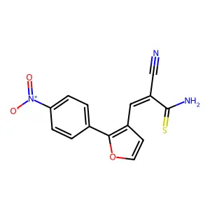 (2Z)-2-cyano-3-[2-(4-nitrophenyl)furan-3-yl]prop-2-enethioamide structure