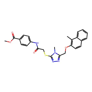 methyl 4-({[(4-methyl-5-{[(1-methylnaphthalen-2-yl)oxy]methyl}-4H-1,2,4-triazol-3-yl)sulfanyl]acetyl}amino)benzoate structure