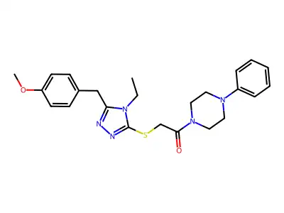 2-[[4-ethyl-5-[(4-methoxyphenyl)methyl]-1,2,4-triazol-3-yl]sulfanyl]-1-(4-phenylpiperazin-1-yl)ethanone structure