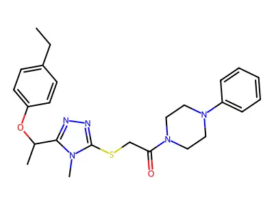 2-({5-[1-(4-ethylphenoxy)ethyl]-4-methyl-4H-1,2,4-triazol-3-yl}sulfanyl)-1-(4-phenylpiperazin-1-yl)ethanone structure