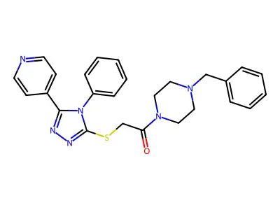 1-(4-benzylpiperazin-1-yl)-2-[(4-phenyl-5-pyridin-4-yl-1,2,4-triazol-3-yl)sulfanyl]ethanone structure