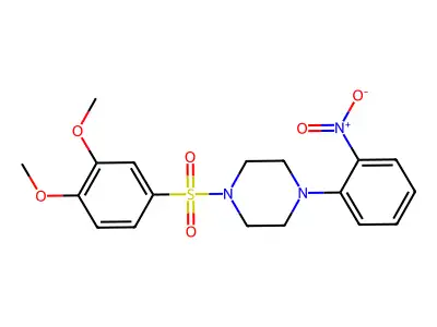 1-(3,4-Dimethoxyphenyl)sulfonyl-4-(2-nitrophenyl)piperazine structure