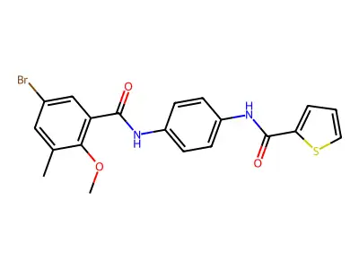 N-[4-[(5-bromo-2-methoxy-3-methylbenzoyl)amino]phenyl]thiophene-2-carboxamide structure