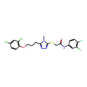 N-(3-chloro-4-fluorophenyl)-2-({5-[3-(2,4-dichlorophenoxy)propyl]-4-methyl-4H-1,2,4-triazol-3-yl}sulfanyl)acetamide structure