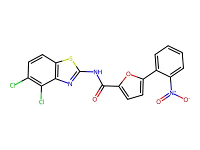 N-(4,5-dichloro-1,3-benzothiazol-2-yl)-5-(2-nitrophenyl)furan-2-carboxamide structure