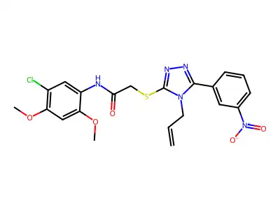 N-(5-chloro-2,4-dimethoxyphenyl)-2-[[5-(3-nitrophenyl)-4-prop-2-enyl-1,2,4-triazol-3-yl]sulfanyl]acetamide structure