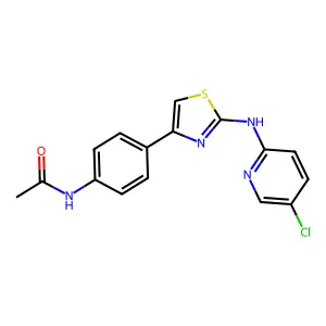N-[4-[2-[(5-chloropyridin-2-yl)amino]-1,3-thiazol-4-yl]phenyl]acetamide structure