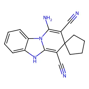 1-aminospiro[5H-pyrido[1,2-a]benzimidazole-3,1'-cyclopentane]-2,4-dicarbonitrile structure