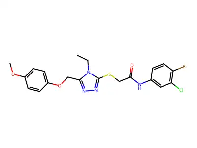 N-(4-bromo-3-chlorophenyl)-2-({4-ethyl-5-[(4-methoxyphenoxy)methyl]-4H-1,2,4-triazol-3-yl}sulfanyl)acetamide structure