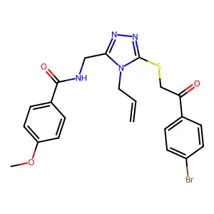 N-[[5-[2-(4-bromophenyl)-2-oxoethyl]sulfanyl-4-prop-2-enyl-1,2,4-triazol-3-yl]methyl]-4-methoxybenzamide structure