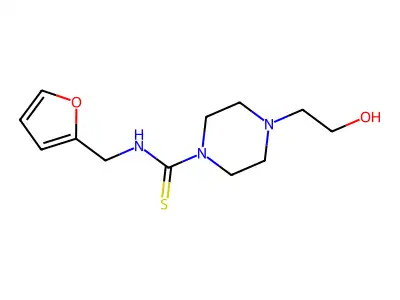 N-(furan-2-ylmethyl)-4-(2-hydroxyethyl)piperazine-1-carbothioamide structure