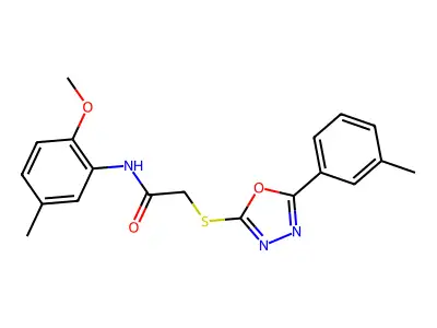 N-(2-methoxy-5-methylphenyl)-2-[[5-(3-methylphenyl)-1,3,4-oxadiazol-2-yl]sulfanyl]acetamide structure