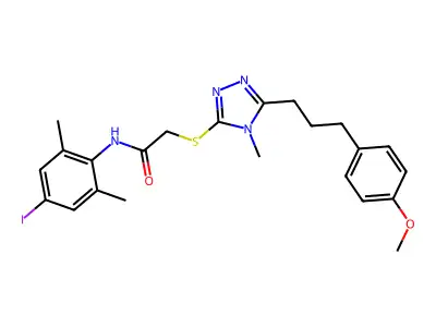 N-(4-iodo-2,6-dimethylphenyl)-2-({5-[3-(4-methoxyphenyl)propyl]-4-methyl-4H-1,2,4-triazol-3-yl}sulfanyl)acetamide structure