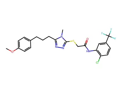 N-[2-chloro-5-(trifluoromethyl)phenyl]-2-({5-[3-(4-methoxyphenyl)propyl]-4-methyl-4H-1,2,4-triazol-3-yl}sulfanyl)acetamide structure