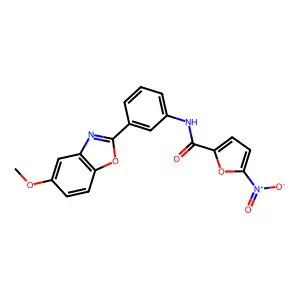 N-[3-(5-methoxy-1,3-benzoxazol-2-yl)phenyl]-5-nitrofuran-2-carboxamide structure