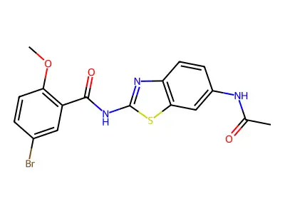 N-(6-acetamido-1,3-benzothiazol-2-yl)-5-bromo-2-methoxybenzamide structure