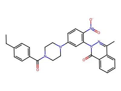 2-[5-[4-(4-Ethylbenzoyl)piperazin-1-yl]-2-nitrophenyl]-4-methylphthalazin-1-one structure