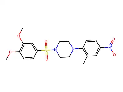 1-(3,4-Dimethoxyphenyl)sulfonyl-4-(2-methyl-4-nitrophenyl)piperazine structure