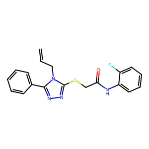 N-(2-fluorophenyl)-2-[(5-phenyl-4-prop-2-enyl-1,2,4-triazol-3-yl)sulfanyl]acetamide structure