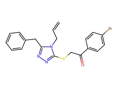 2-[(5-benzyl-4-prop-2-enyl-1,2,4-triazol-3-yl)sulfanyl]-1-(4-bromophenyl)ethanone structure