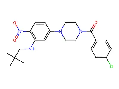 (4-chlorophenyl)-[4-[3-(2,2-dimethylpropylamino)-4-nitrophenyl]piperazin-1-yl]methanone structure