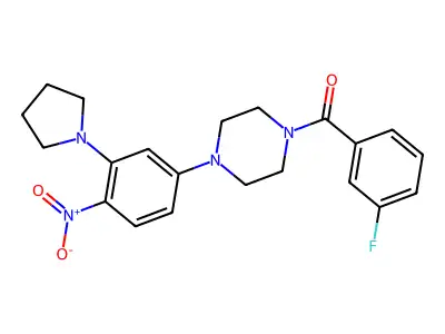 (3-Fluorophenyl)-[4-(4-nitro-3-pyrrolidin-1-ylphenyl)piperazin-1-yl]methanone structure