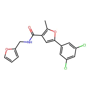 5-(3,5-dichlorophenyl)-N-(furan-2-ylmethyl)-2-methylfuran-3-carboxamide structure
