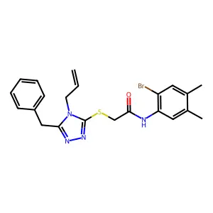 2-[(5-benzyl-4-prop-2-enyl-1,2,4-triazol-3-yl)sulfanyl]-N-(2-bromo-4,5-dimethylphenyl)acetamide structure