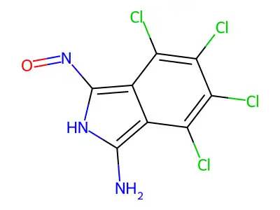 Bis(3-amino-4,5,6,7-tetrachloro-1H-isoindol-1-one oximato-N2,O1)nickel structure