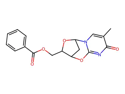 5'-O-benzoyl-2,3'-anhydrothymidine structure