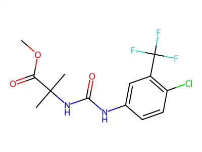 Propanoic acid, 2-((((4-chloro-3-(trifluoromethyl)phenyl)amino)carbonyl)amino)-2-methyl-, methyl ester structure