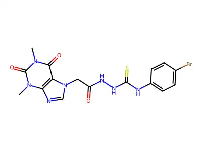 1-(4-Bromophenyl)-3-[[2-(1,3-dimethyl-2,6-dioxopurin-7-yl)acetyl]amino]thiourea structure