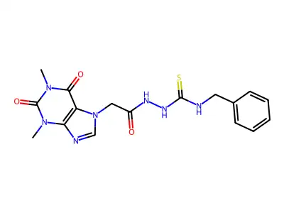 1-Benzyl-3-[[2-(1,3-dimethyl-2,6-dioxopurin-7-yl)acetyl]amino]thiourea structure