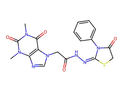 2-(1,3-dimethyl-2,6-dioxopurin-7-yl)-N-[(Z)-(4-oxo-3-phenyl- structure