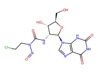 Xanthosine, 2'-((((2-chloroethyl)nitrosoamino)carbonyl)amino)-2'-deoxy- structure
