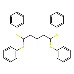 [3-Methyl-1,5,5-tris(phenylsulfanyl)pentyl]sulfanylbenzene structure