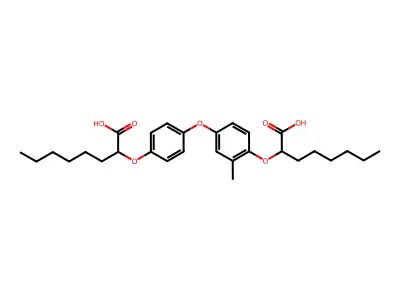 Octanoic acid, 2-(4-(4-((1-carboxyheptyl)oxy)-3-methylphenoxy)phenoxy)- structure