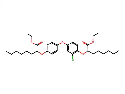 Ethyl 2-(2-chloro-4-(4-((1-(ethoxycarbonyl)heptyl)oxy)phenoxy)phenoxy)octanoate structure