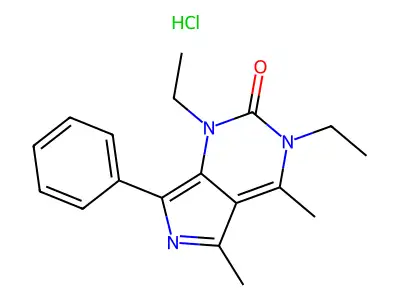 C18H21N3O.ClH.1/2H2O structure