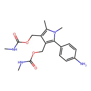 [5-(4-aminophenyl)-1,2-dimethyl-4-(methylcarbamoyloxymethyl) structure